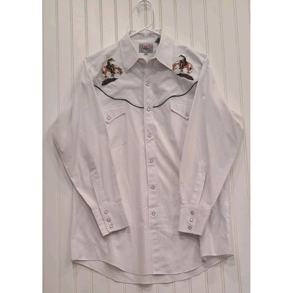 Vintage Ely Diamond Men's M Western Pearl SnapShirt  Embroidered Native American